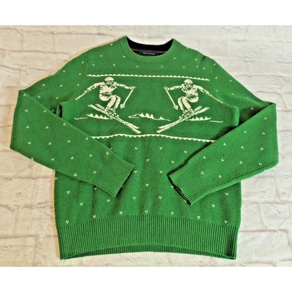 Tommy Hilfiger Lux Cotton Retro Vintage Style Cotton Christmas Sweater Size M